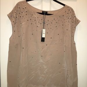 Talbots Embellished Champagne top Plus Size 2X